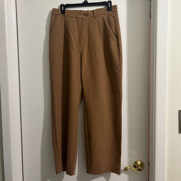 Abercrombie & Fitch Women’s Crossover Waist Tailored Relaxed Pant, Camel Brown - Picture 2 of 6